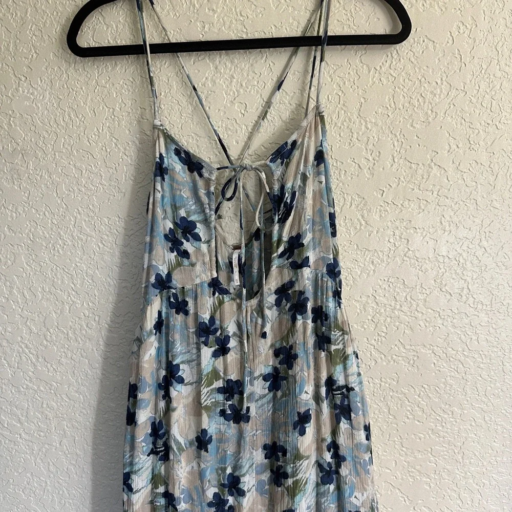 FREE PEOPLE BLUE MULBERRY KEYHOLE MAXI DRESS XTRA SMALL BOHO STRAPPY - Picture 2 of 15